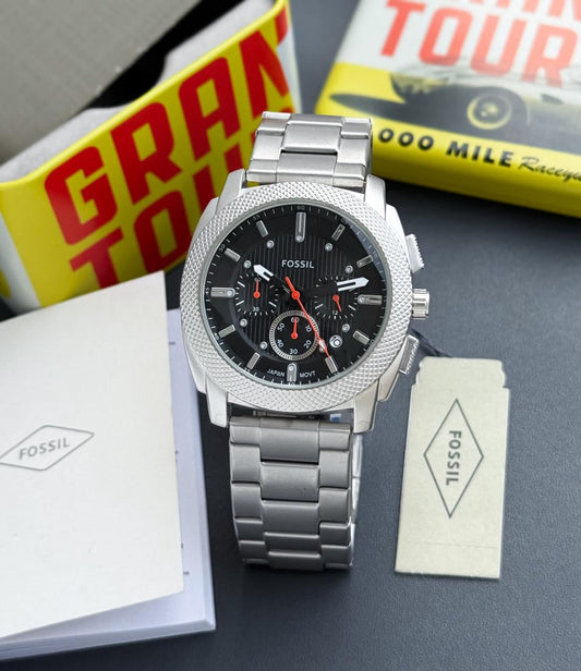 FOSSIL MEN BLACK DIAL ROUND ANALOG WATCH - FS6095