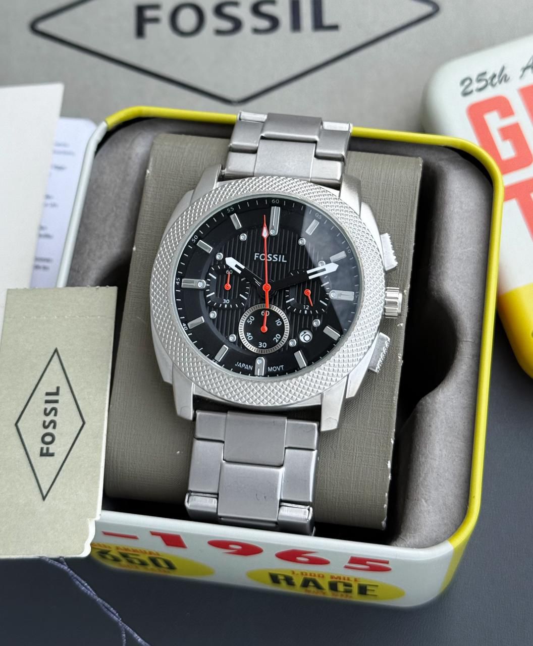 FOSSIL MEN BLACK DIAL ROUND ANALOG WATCH - FS6095